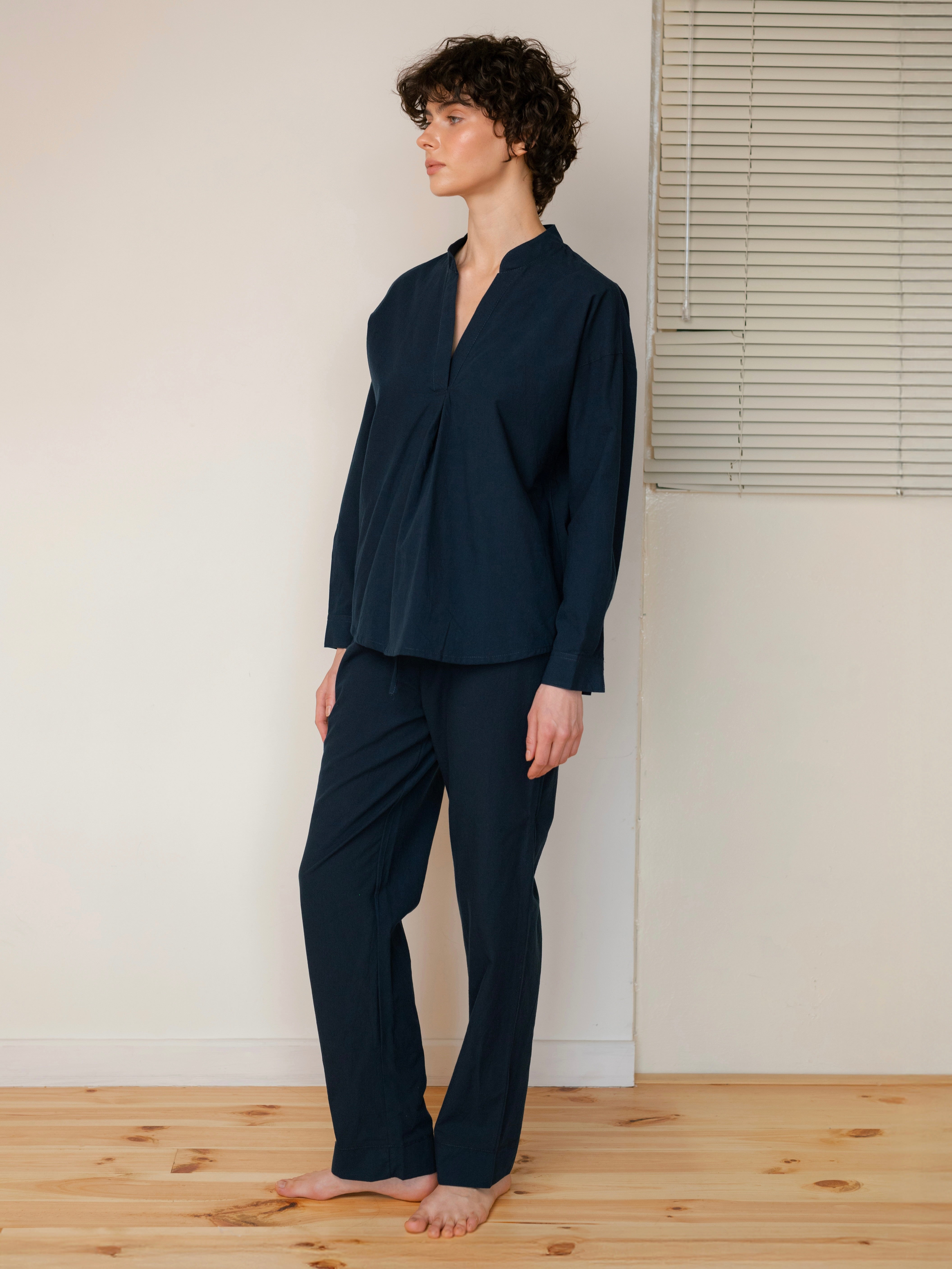 Women's boiled cotton pajamas Navy