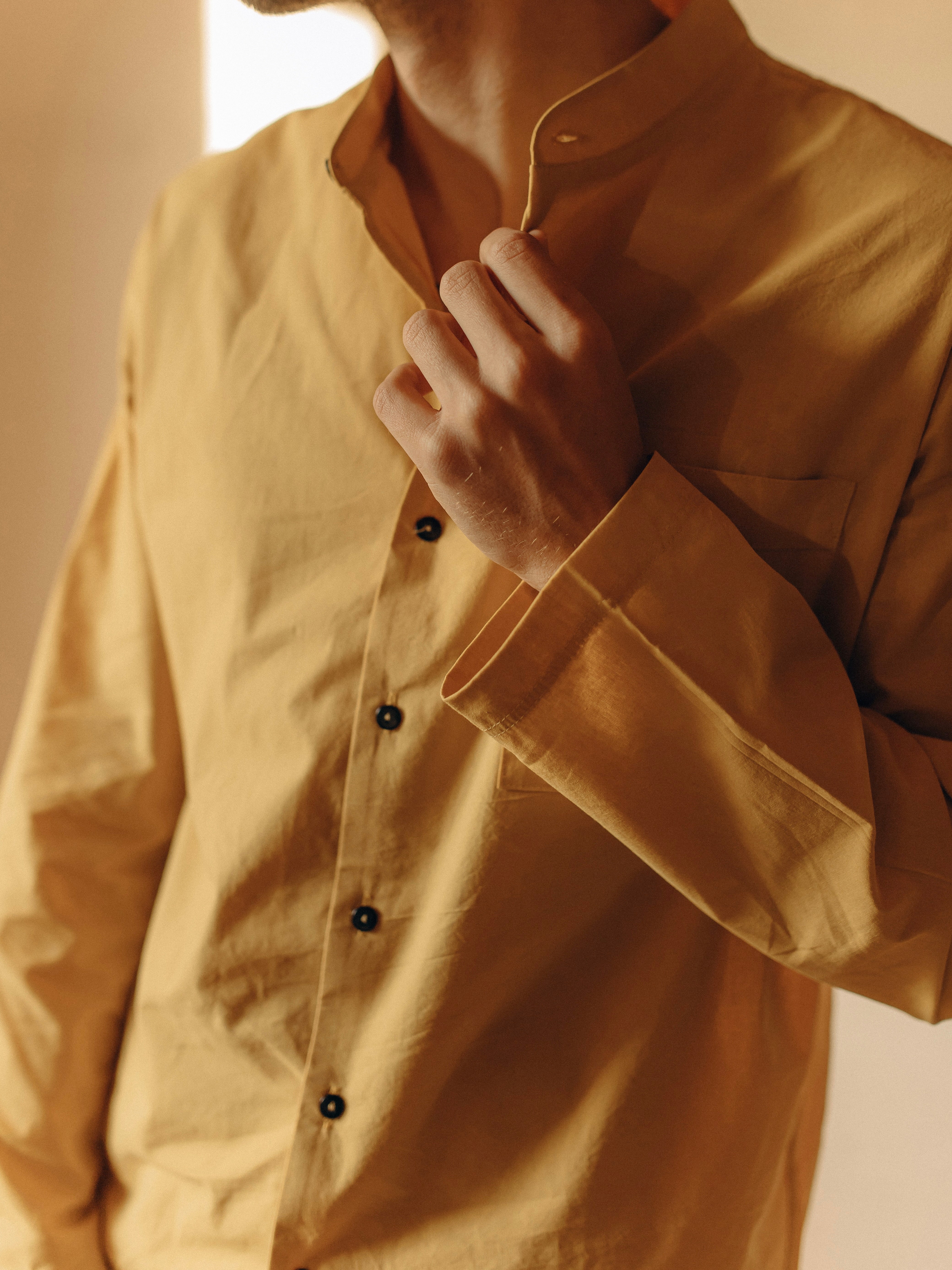 Men's pajama made of boiled cotton Curry