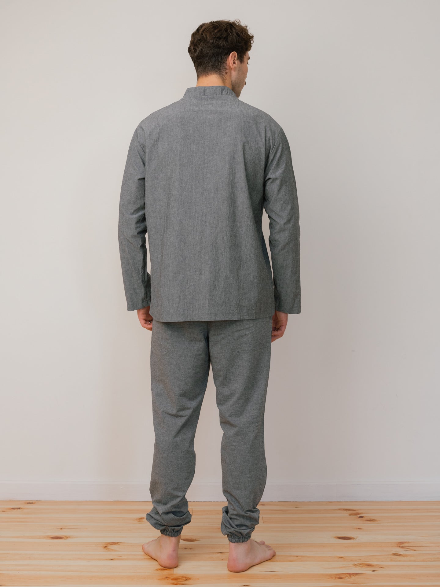 Men's pajama made of boiled cotton Silver