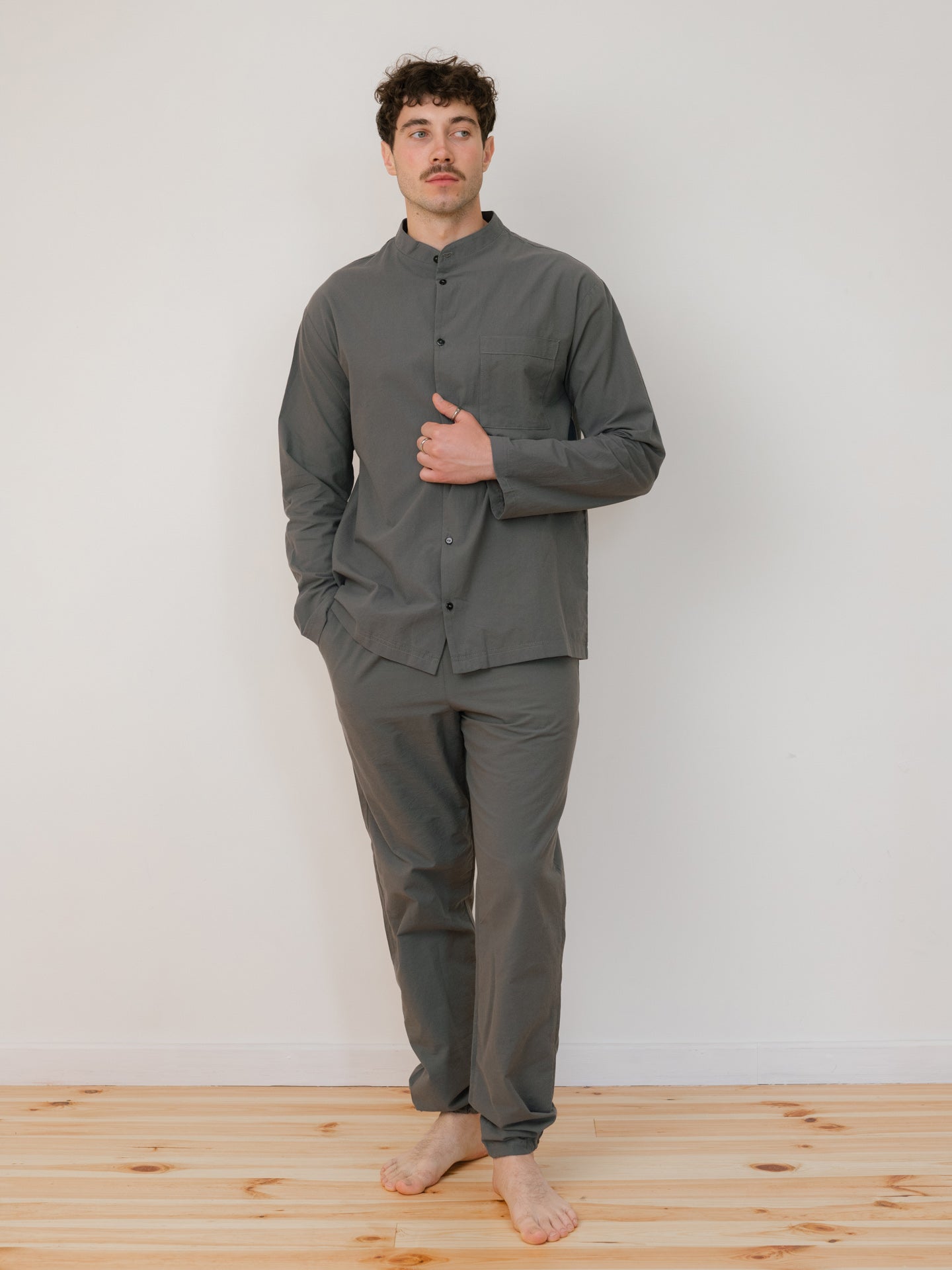 Men's pajama made of boiled cotton Slate
