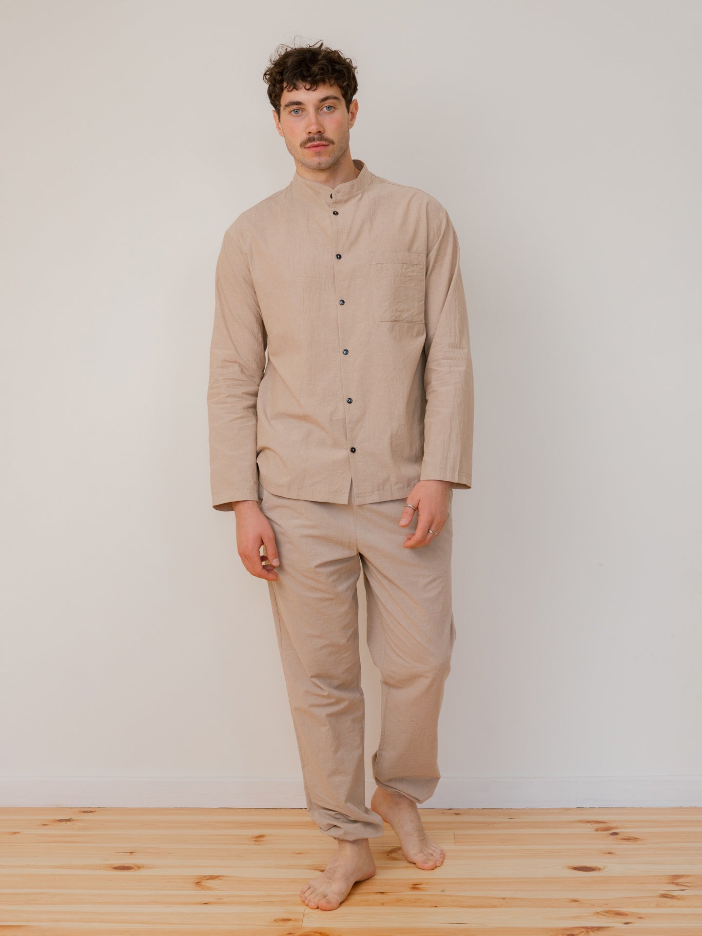 Men's pajama made of boiled cotton Almond