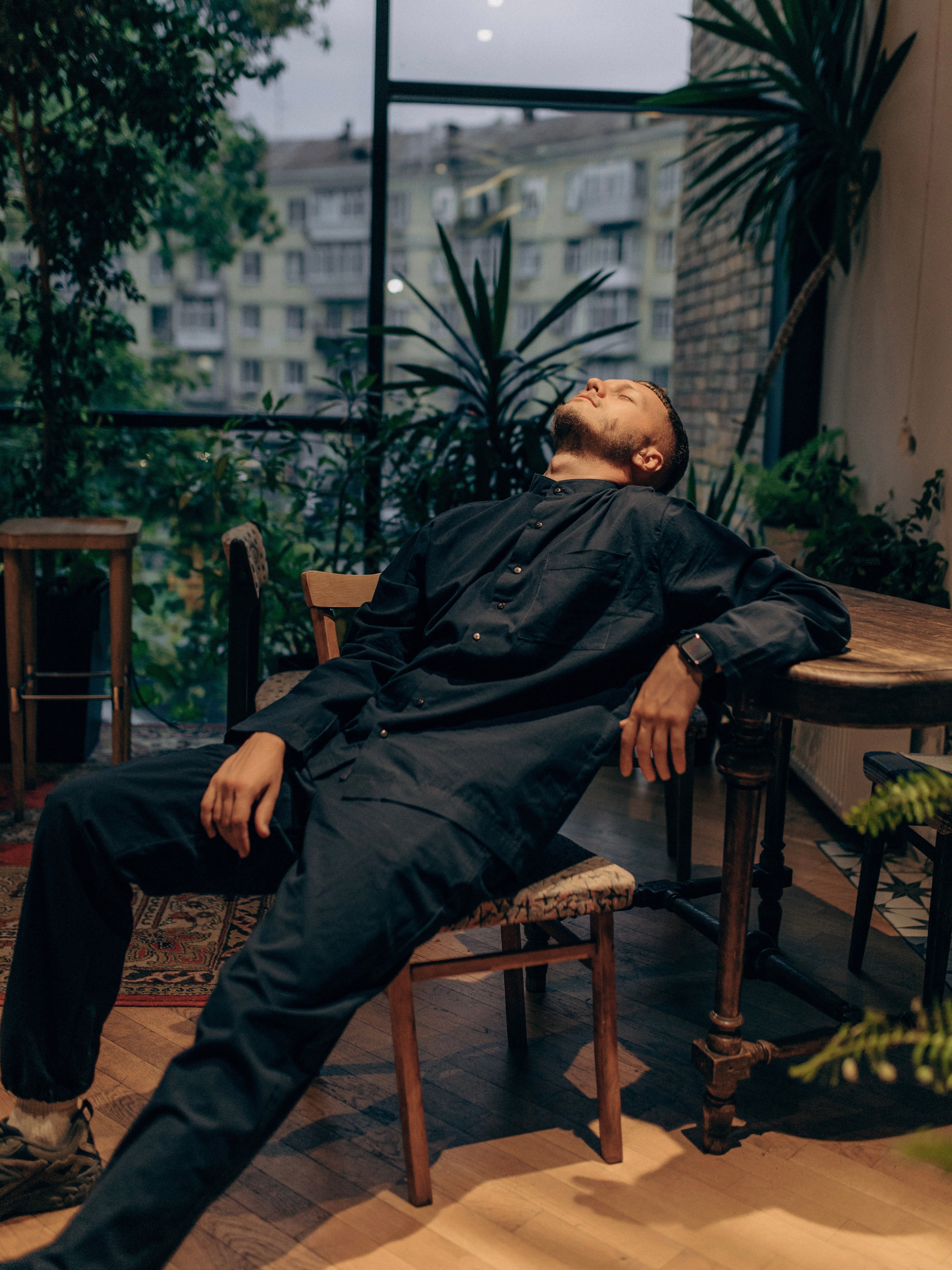 Men's pajama made of boiled cotton Navy