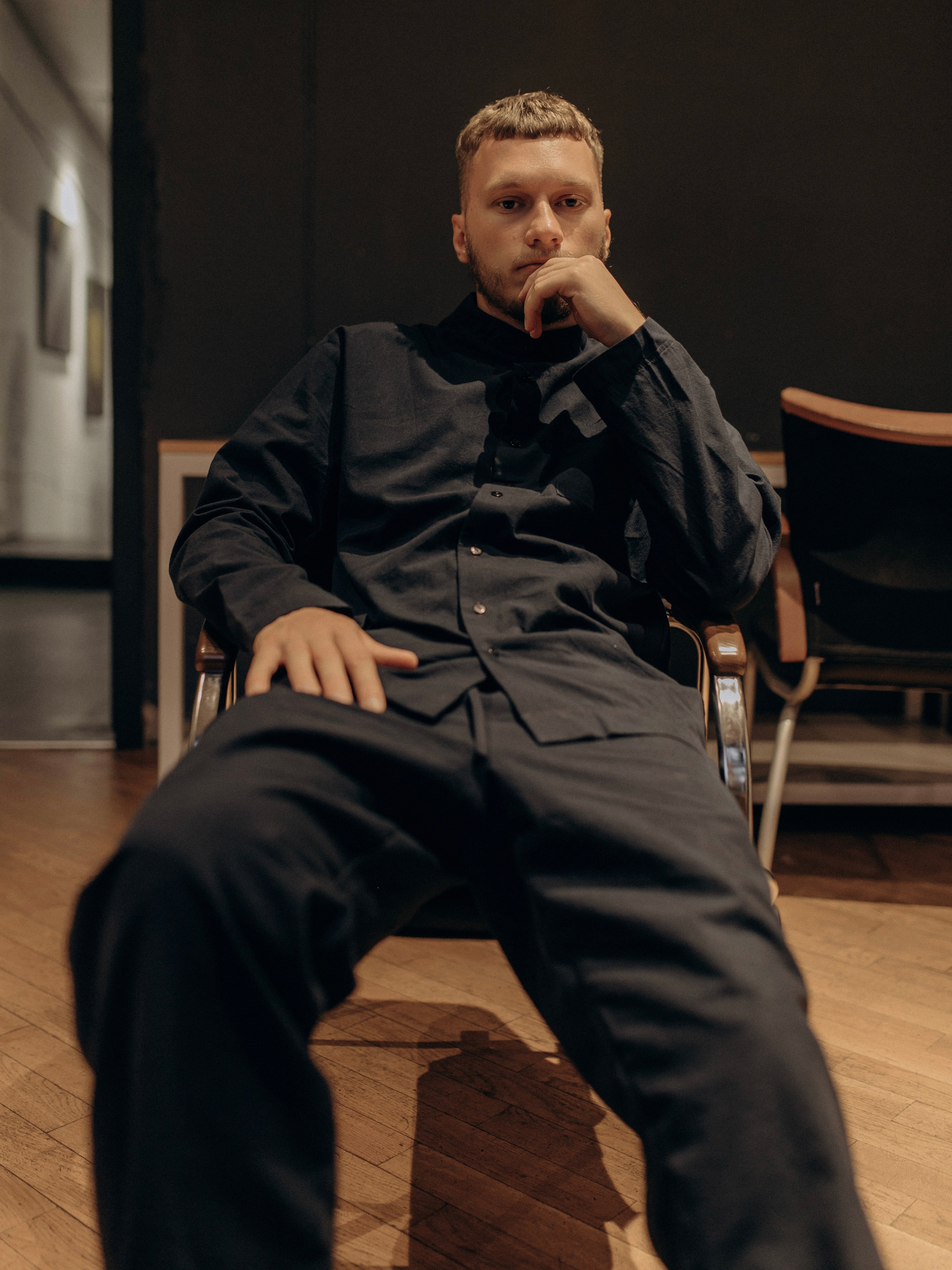 Men's pajama made of boiled cotton Black