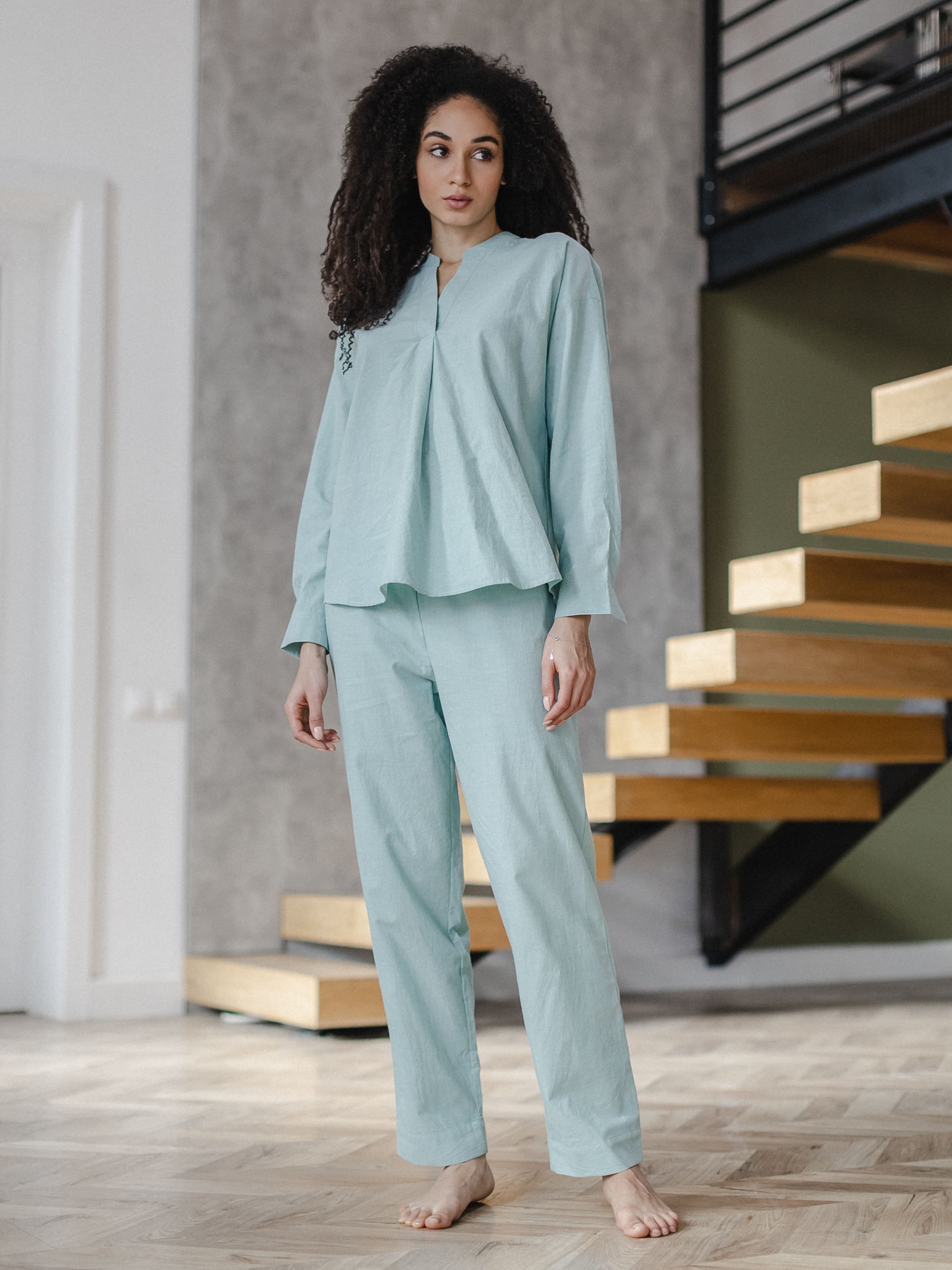 Women's pajama made of boiled cotton Ocean
