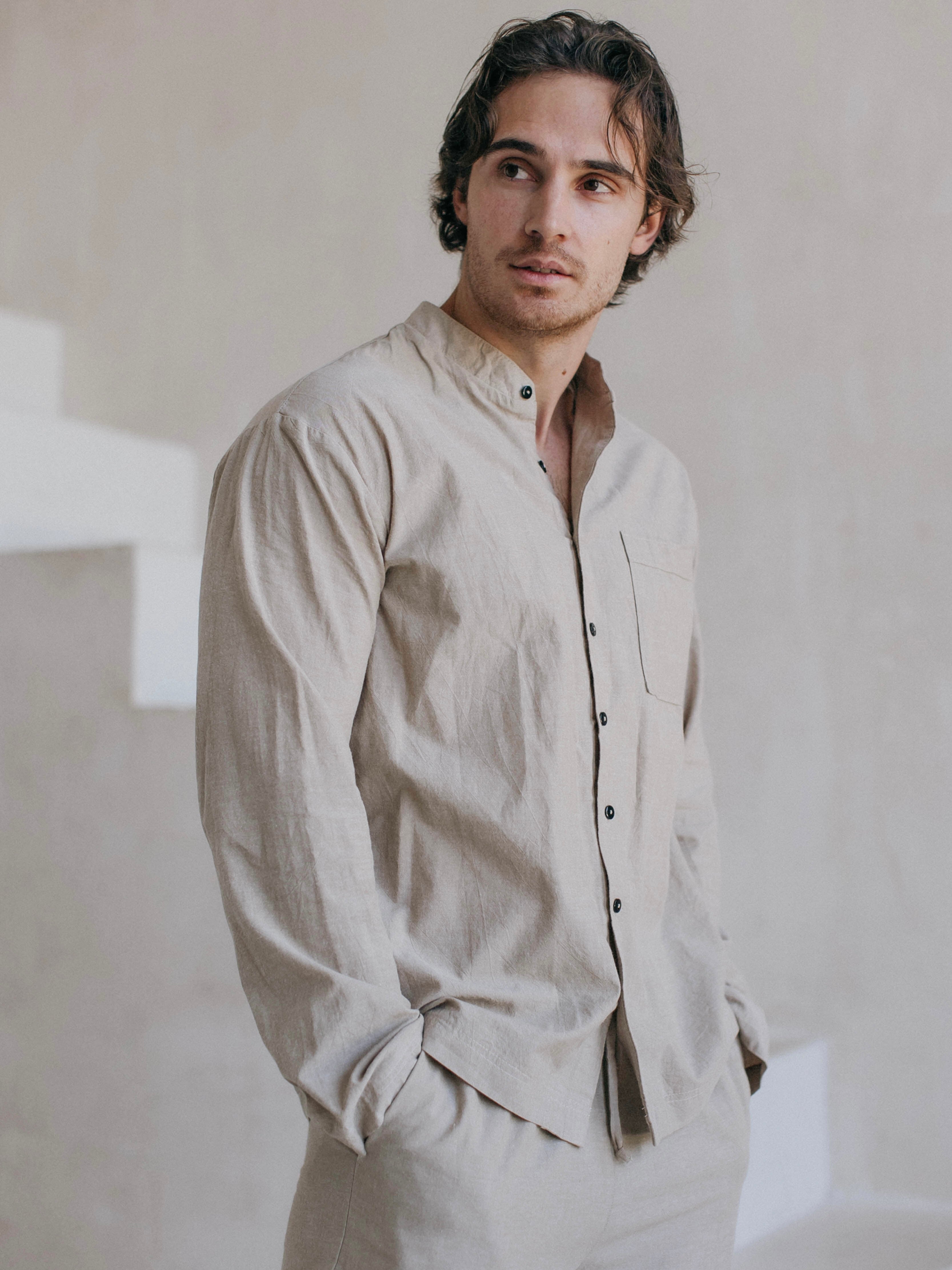 Men's boiled cotton shirt Leglo Almond