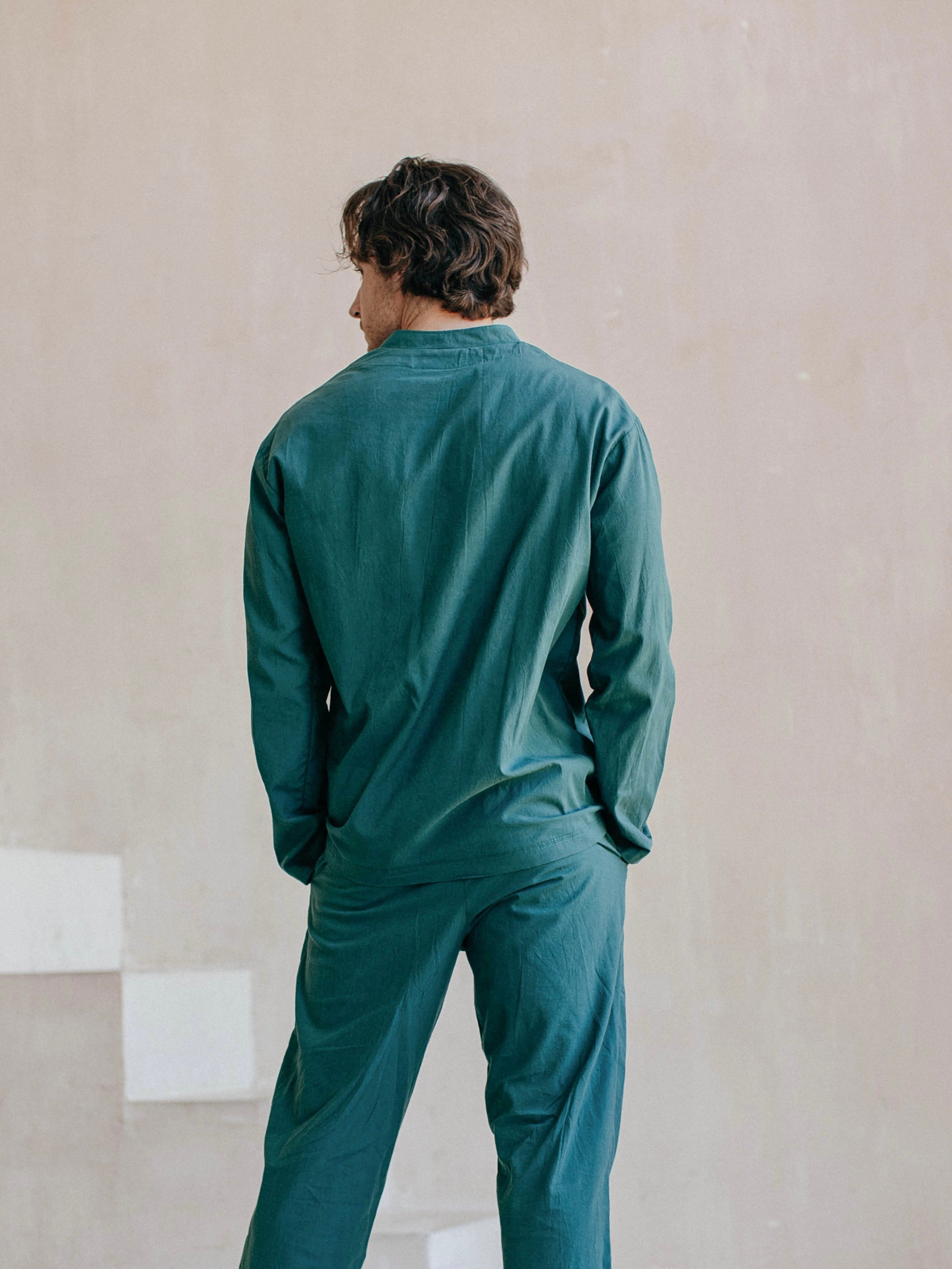 Camisa masculina de algodão cozido Leglo Smaragd