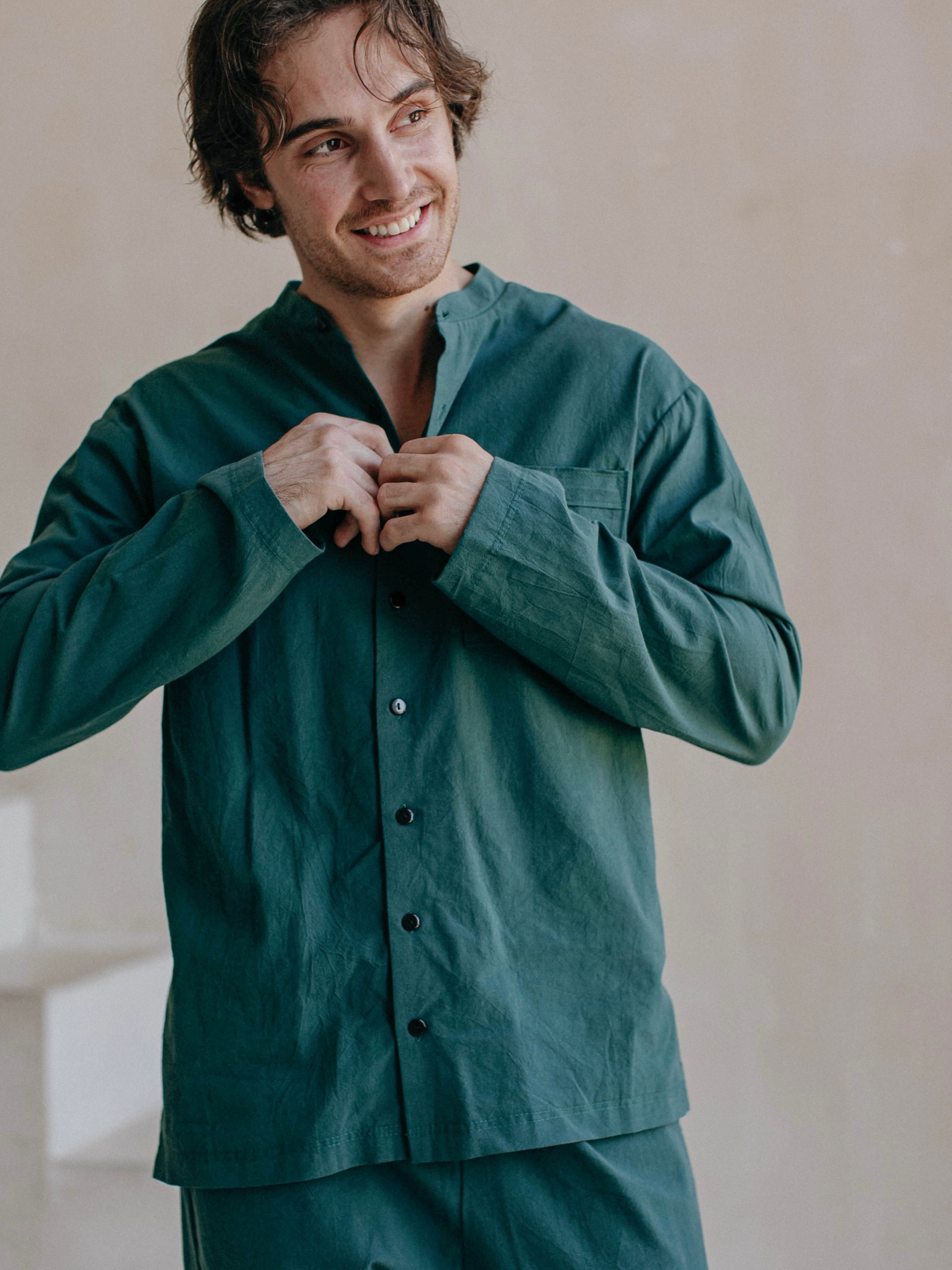 Camisa masculina de algodão cozido Leglo Smaragd