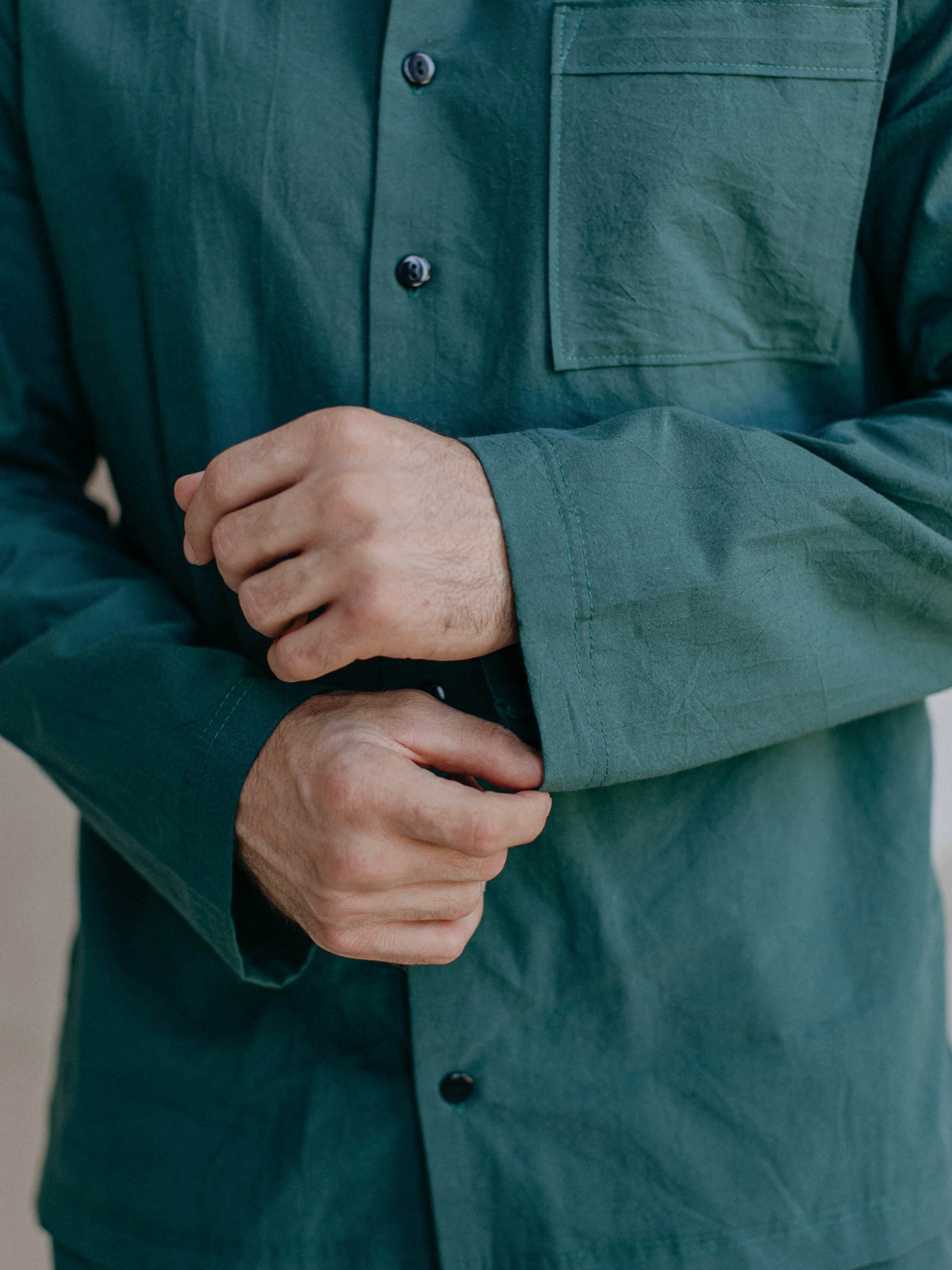 Camisa masculina de algodão cozido Leglo Smaragd