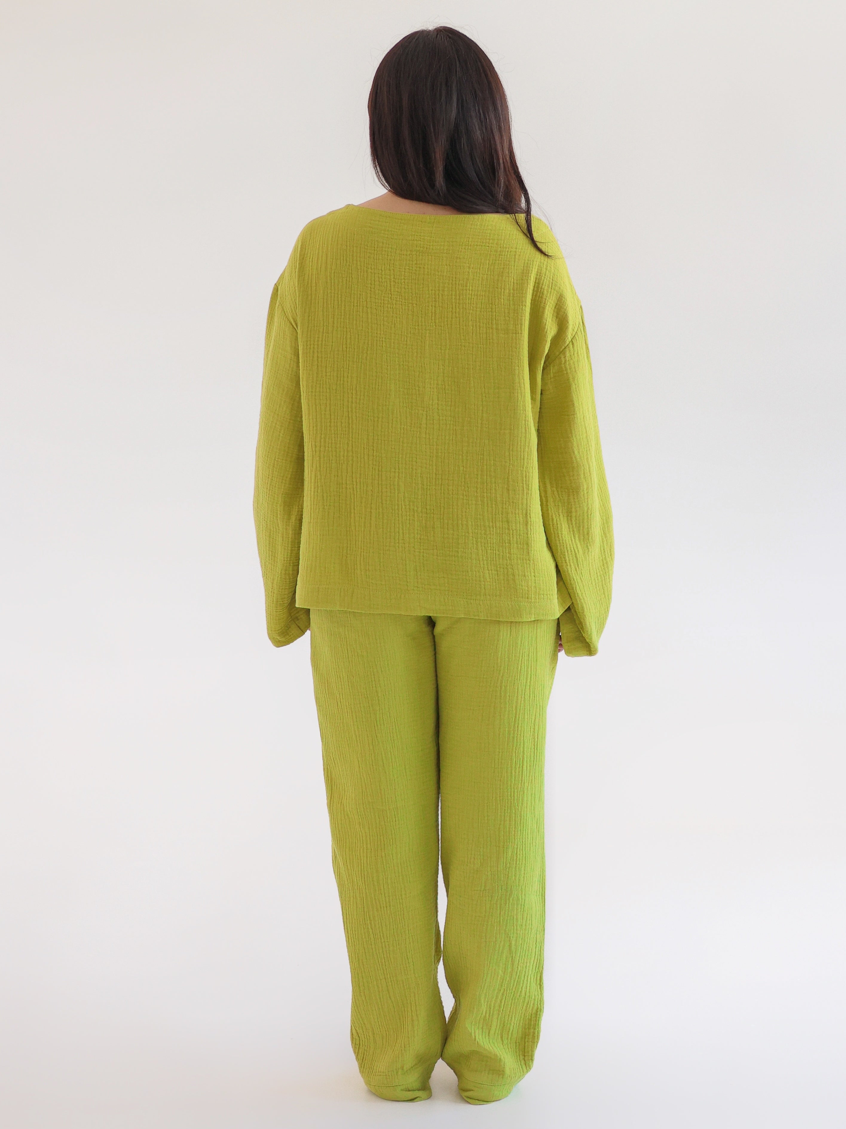 Pijama feminina de musselina Leglo Lime