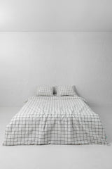 Soft Gridded Cotton Bedding Set, Organic Bedding For Beloved, Pillowcases & Sheets Cotton Set, Organic Bedding In White, Christmas Gift Idea