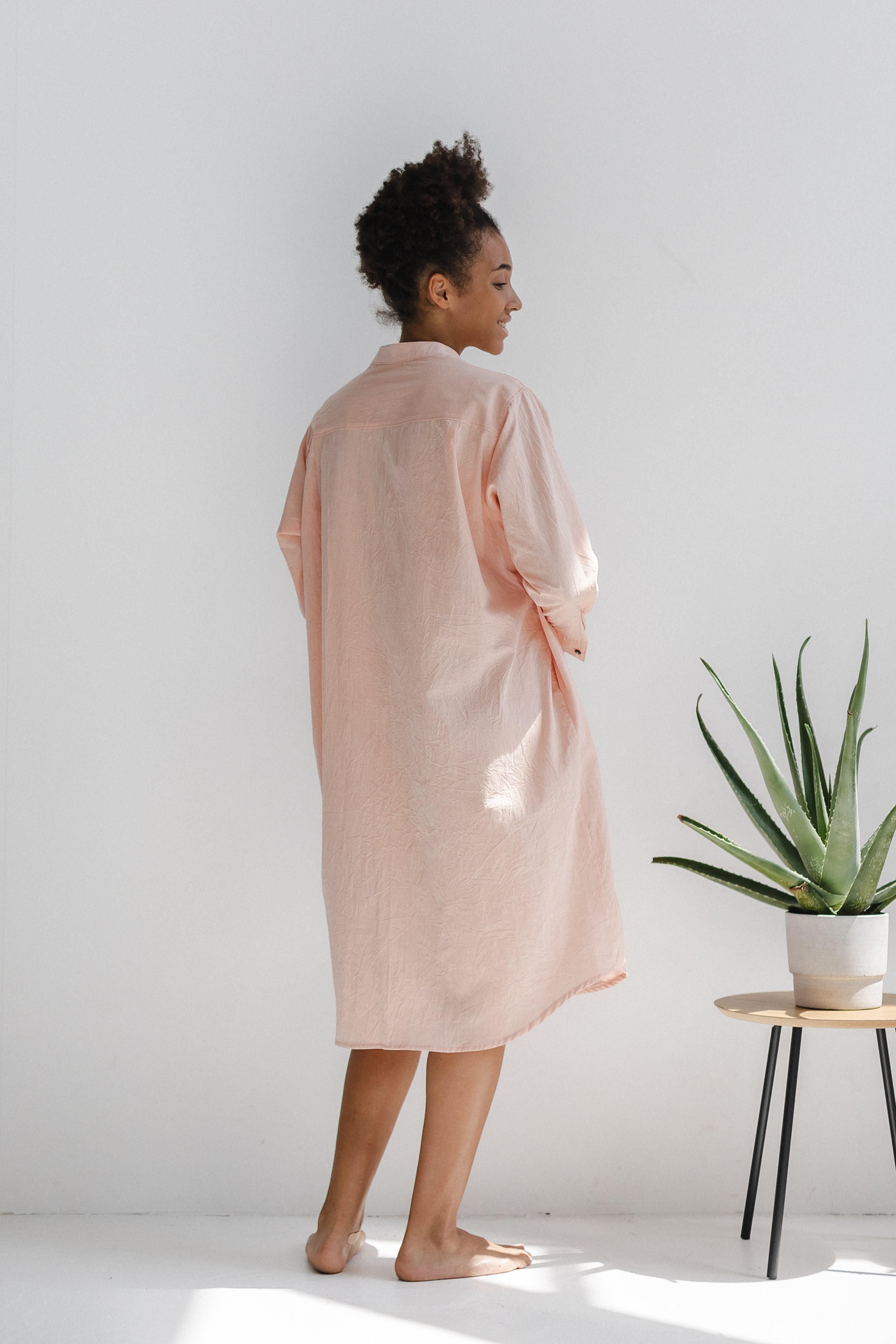 Camisón de manga larga — Rosa pastel