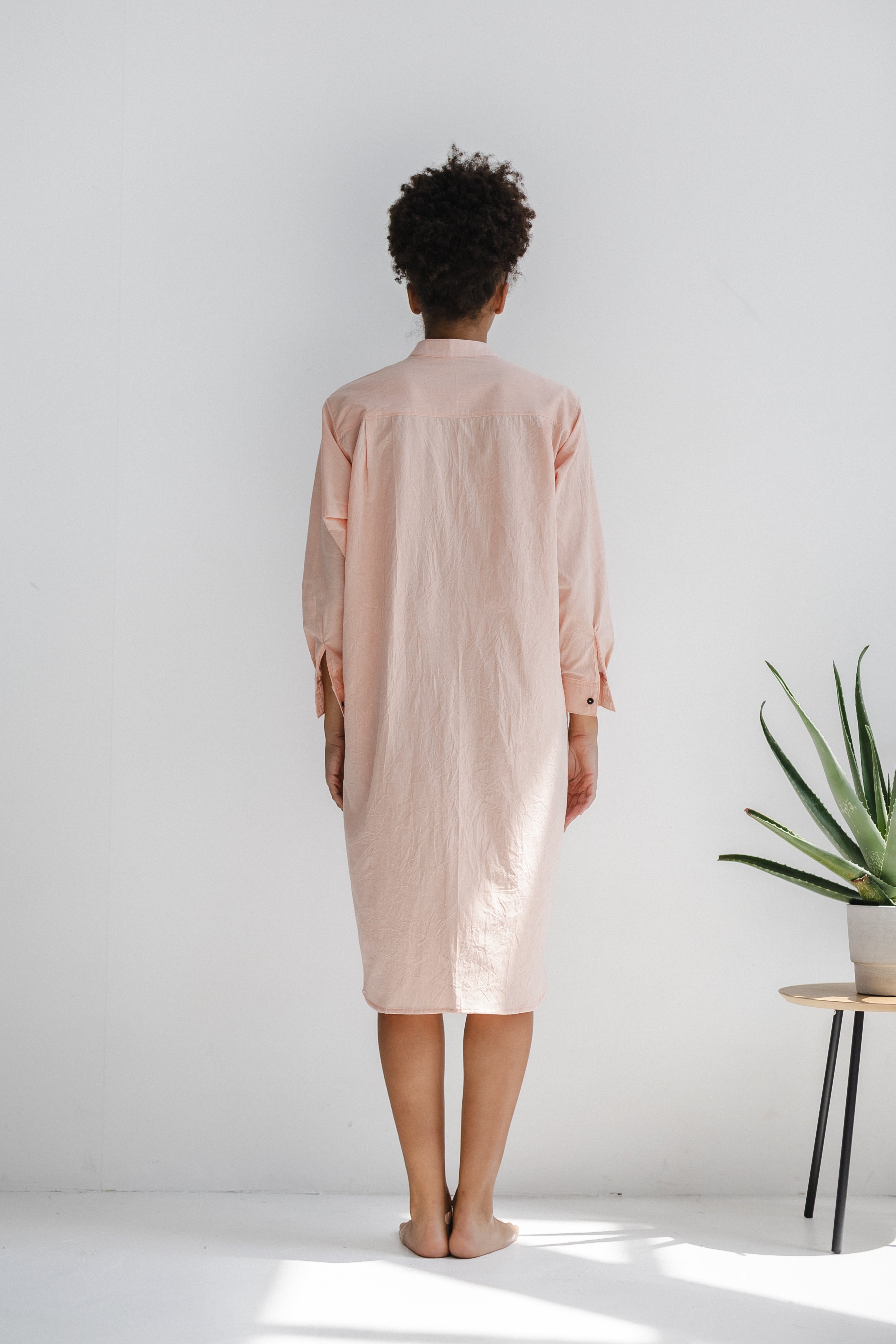 Camisón de manga larga — Rosa pastel