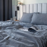 Washed Cotton Bedding Set Silver