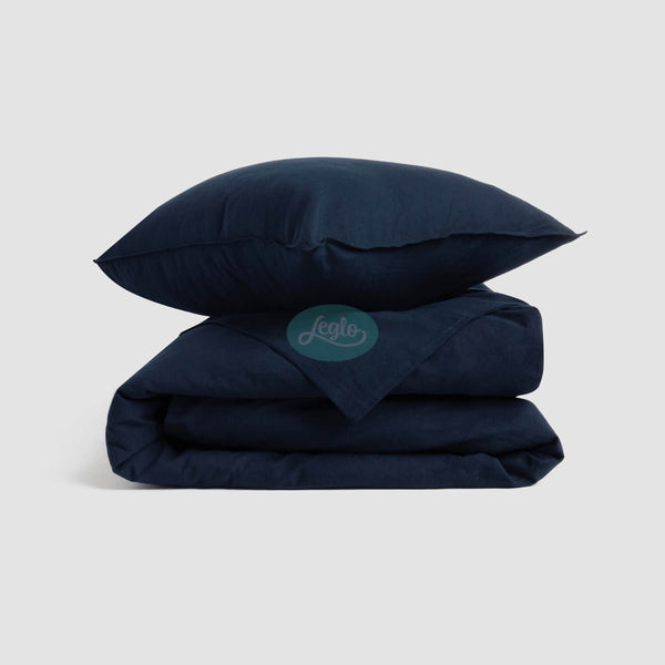 Washed Cotton Bedding Set Navy