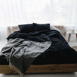 Washed Cotton Bedding Set Black