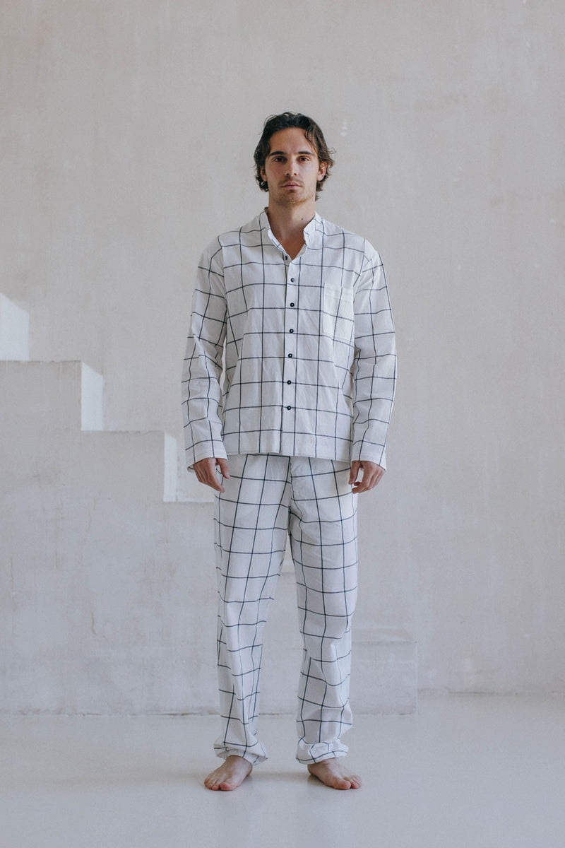 Men's Loungewear – Gridded White - leglo.store