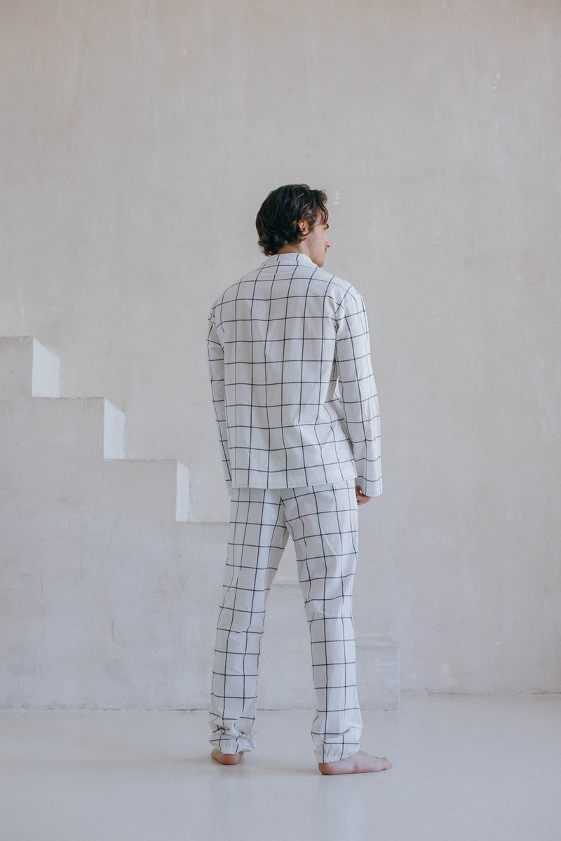 Men's Loungewear – Gridded White - leglo.store