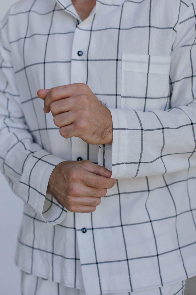 Men's Loungewear – Gridded White - leglo.store