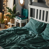 Washed Cotton Bedding Set Emerald