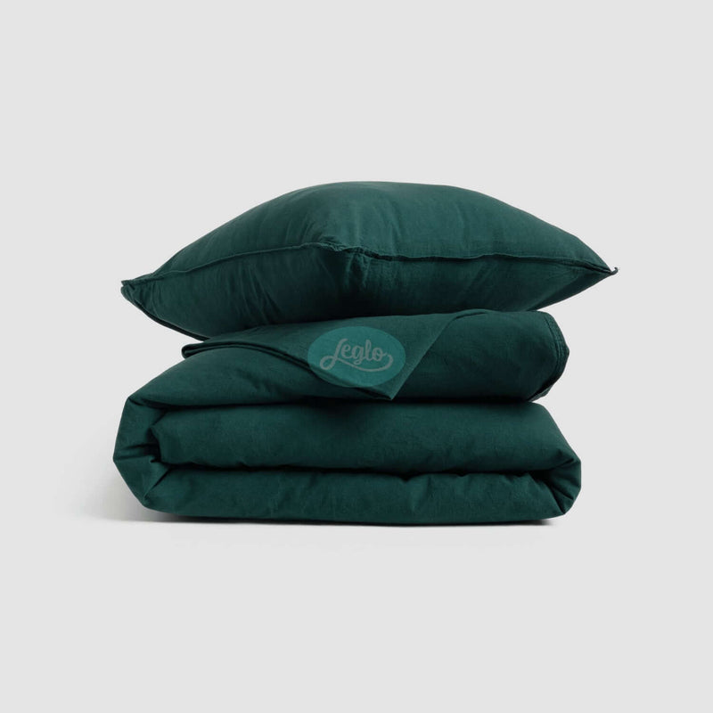 Washed Cotton Bedding Set Emerald