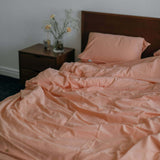 Washed Cotton Bedding Set Pastel Pink