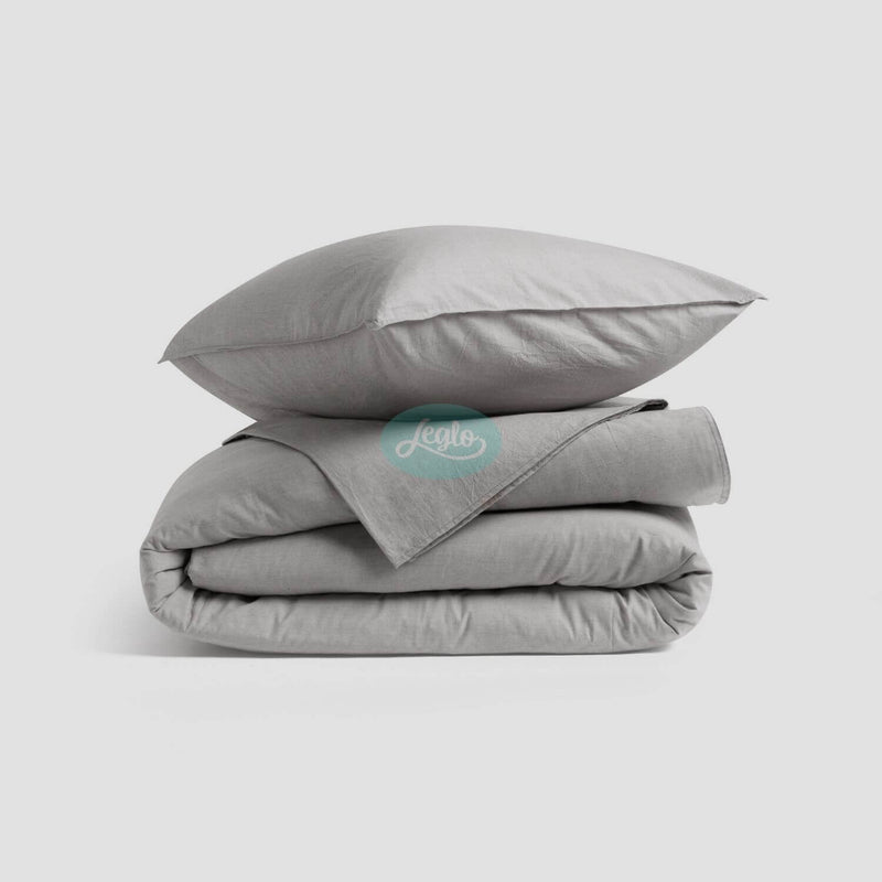 Washed Cotton Bedding Set Grey