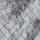 Washed Cotton Bedding Set Gridded White