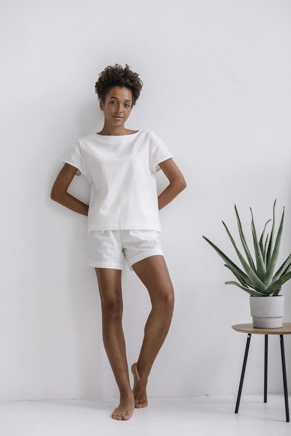 Women's Pajama with Shorts Creme