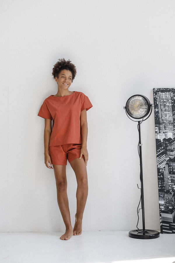 Women's Pajama with Shorts Brick Red