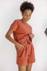 Women's Pajama with Shorts Brick Red